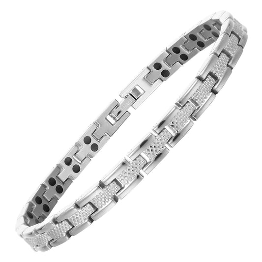 Melchior Jewellery polished stainless steel link bracelet with embedded magnets magnetic health bracelet for woman