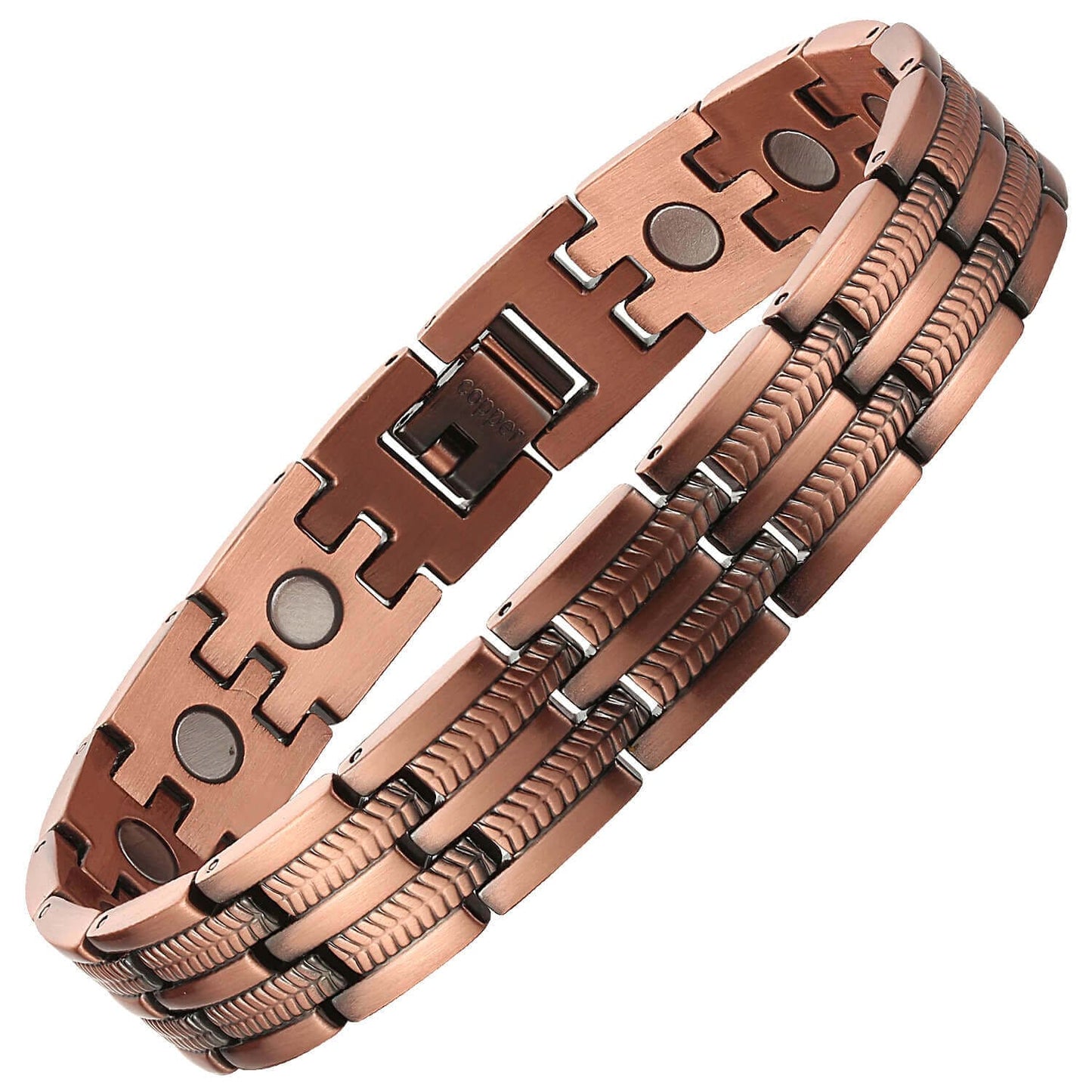 Melchior Jewellery men's copper magnetic bracelet with dual link design and built in therapy magnets