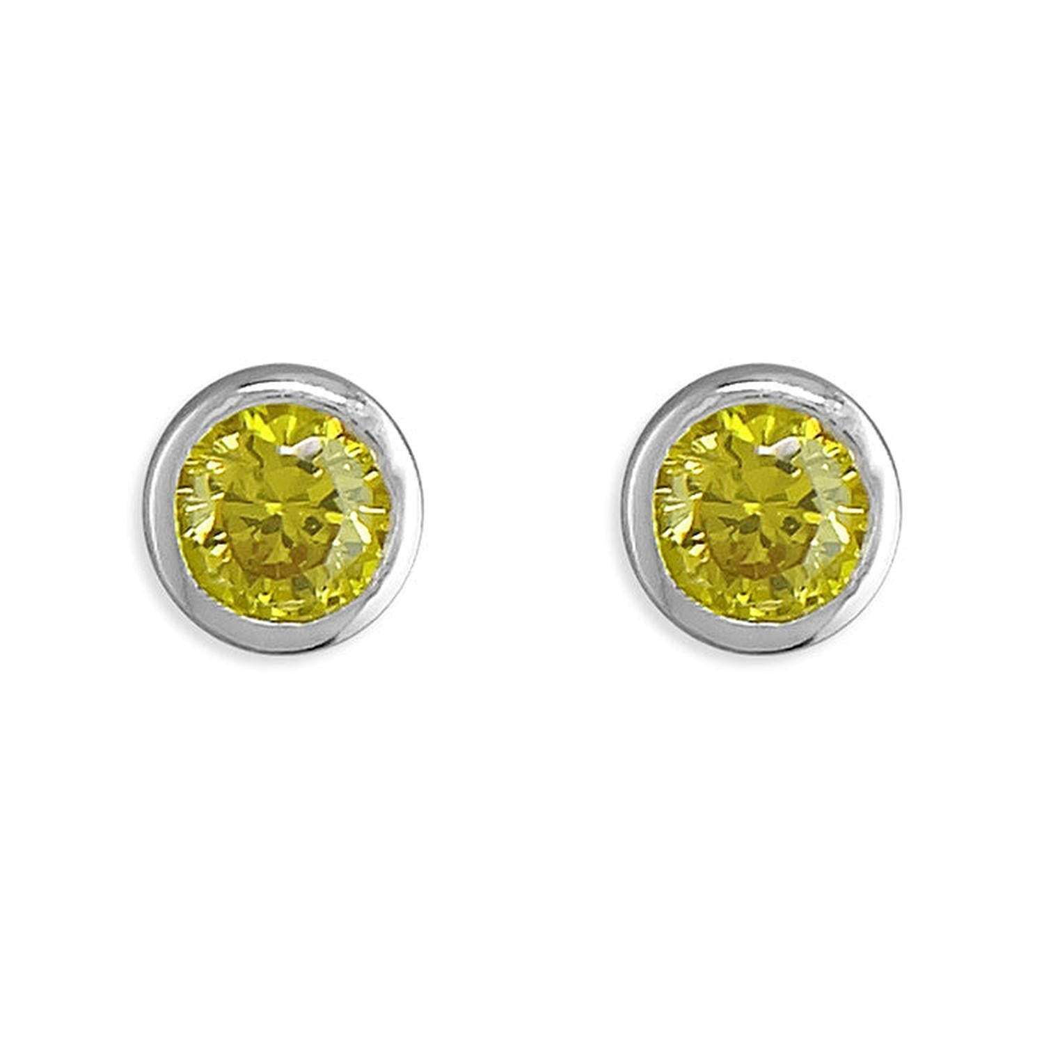 Melchior Jewellery November Birthstone Stud Earrings with bright yellow gemstones set in silver