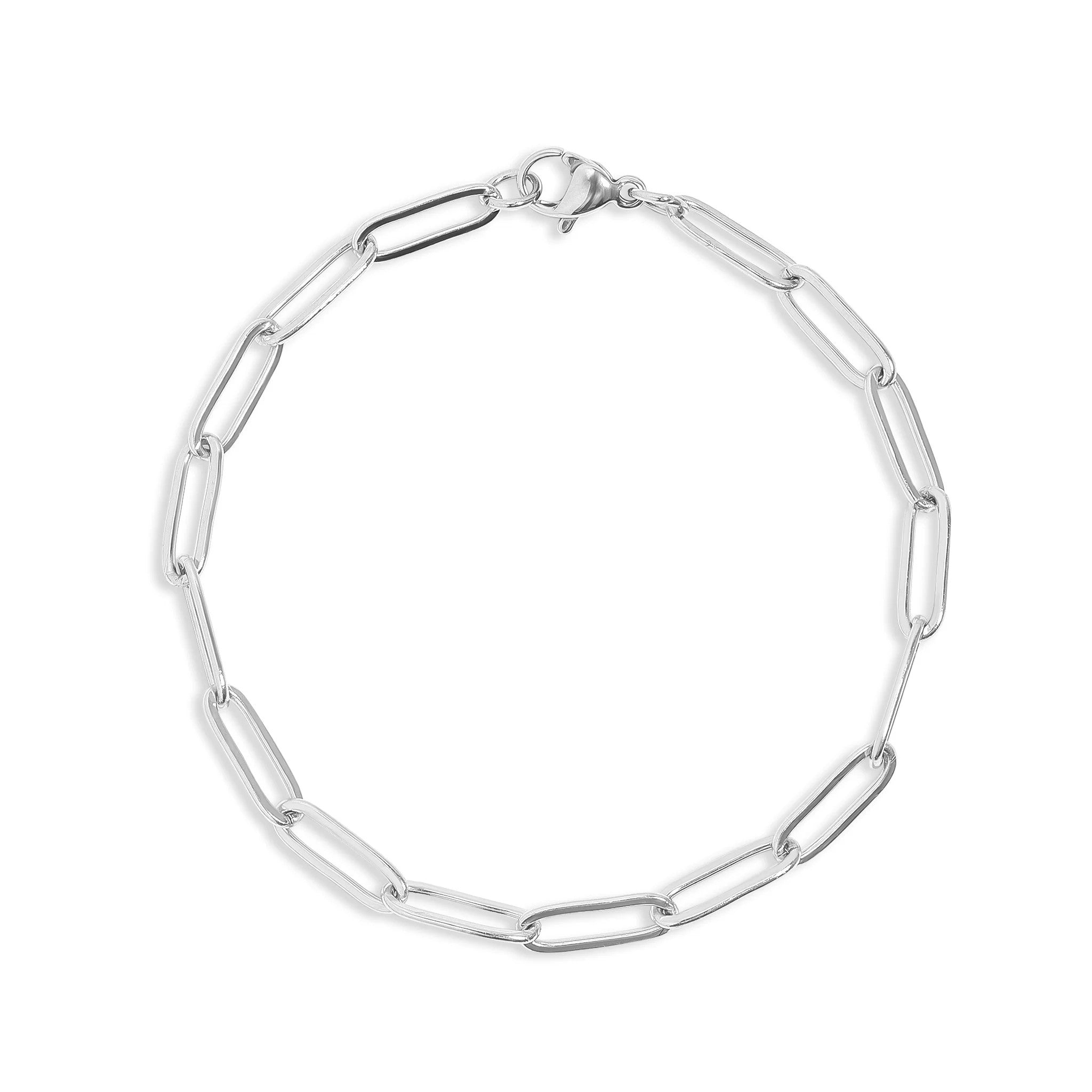 Melchior Jewellery silver Paperclip Chain Bracelet with elongated rectangular links and lobster clasp