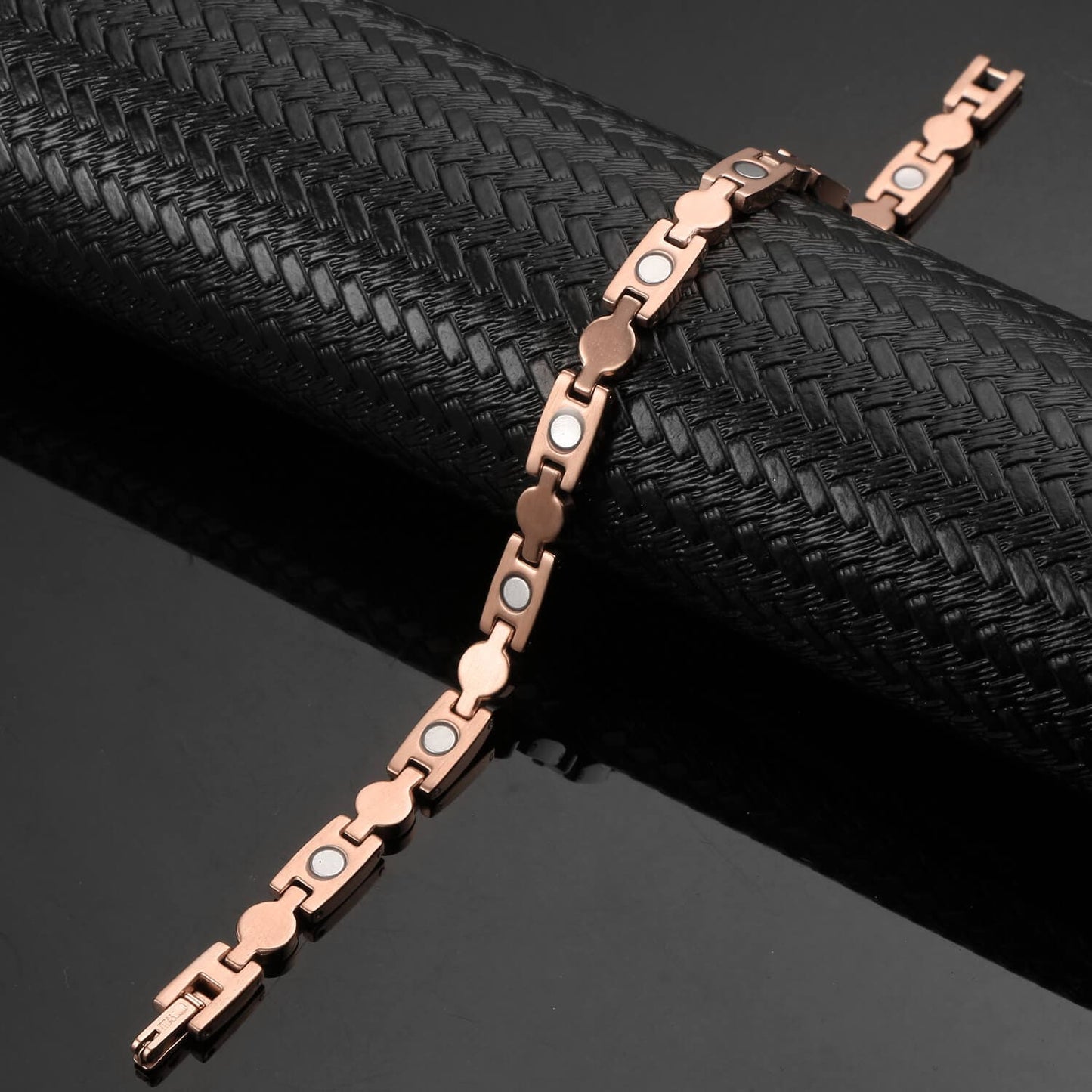 Rose Gold Stainless Steel Crystal Magnetic Bracelet - Melchior Jewellery