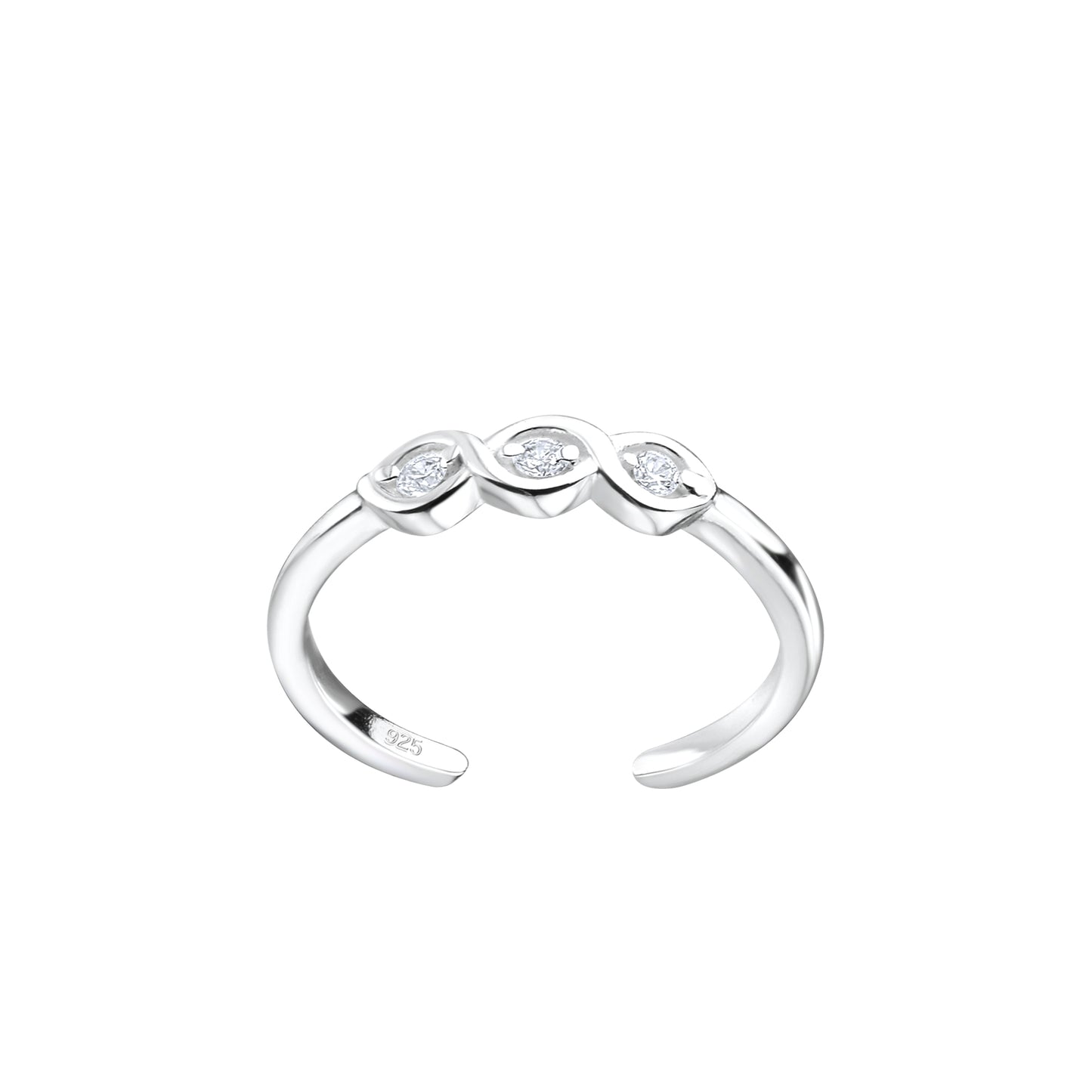 Melchior Jewellery round cubic zirconia toe ring in silver with three sparkling stones