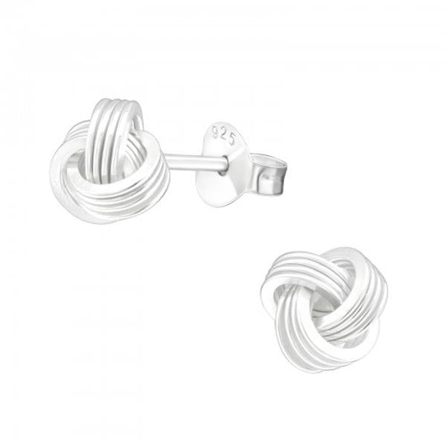 Melchior Jewellery Silver 5mm knot Stud Earrings with polished sterling silver finish for women