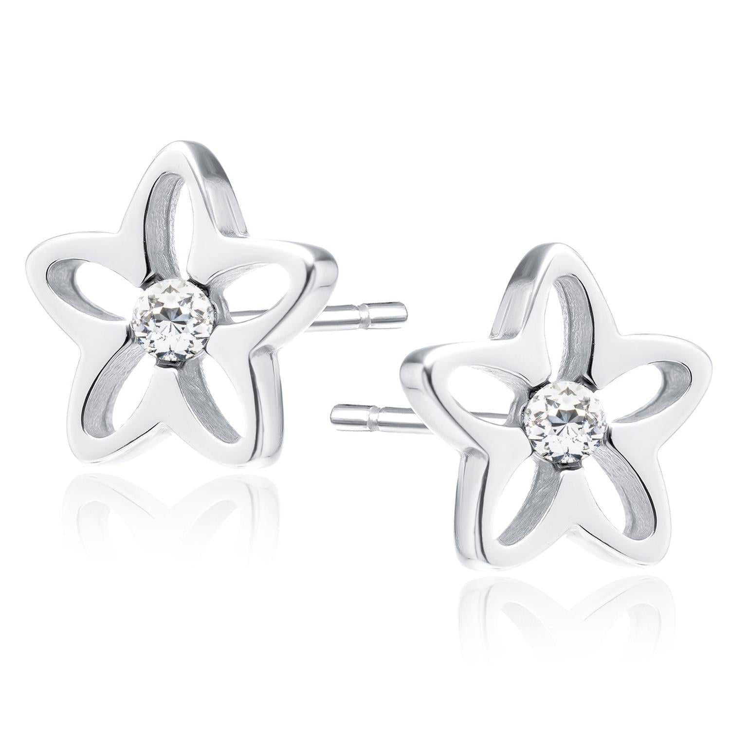 Silver CZ Flower Earrings by Melchior Jewellery delicate star-shaped women's silver earrings
