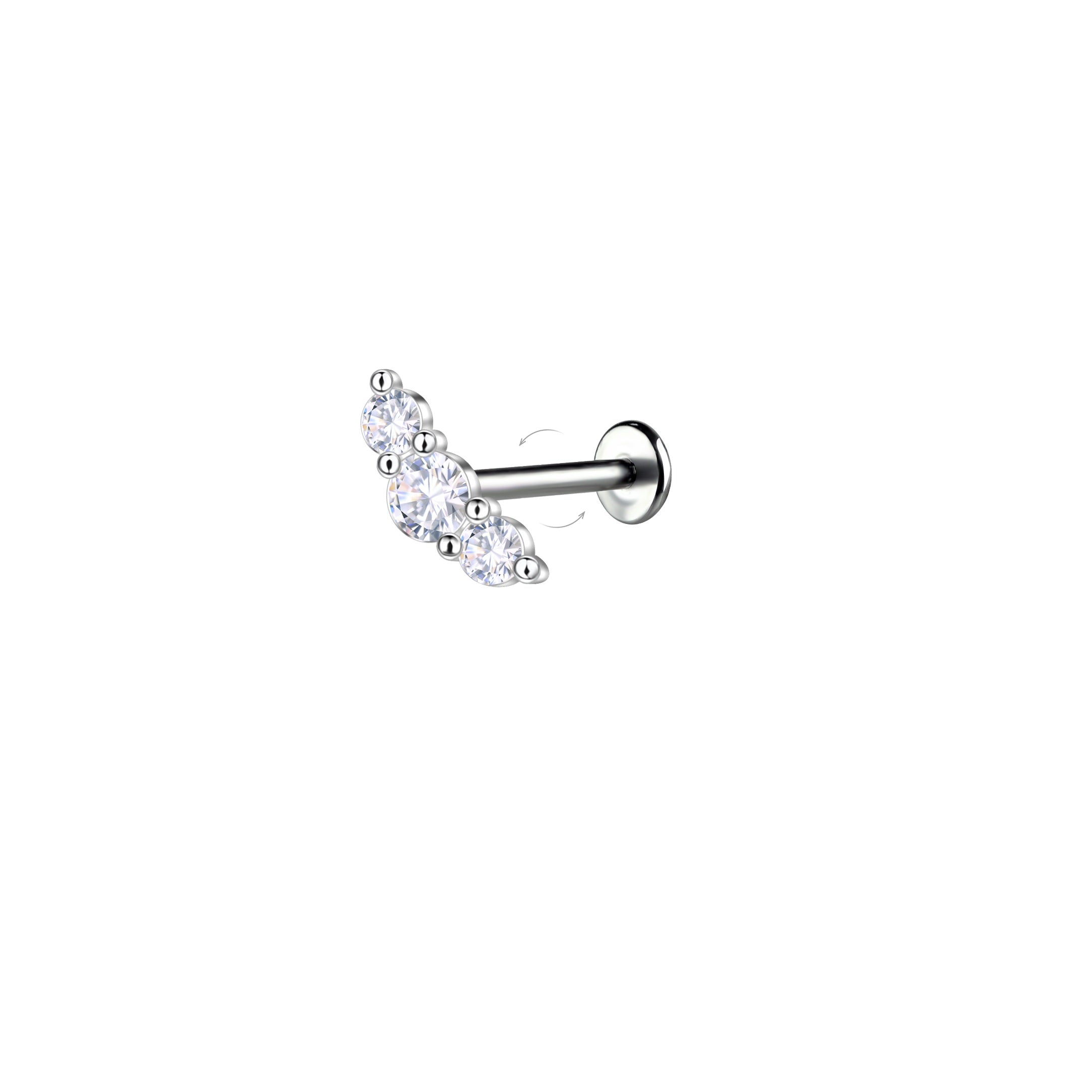Melchior Jewellery silver CZ geometric labret body jewellery with clear cubic zirconia stones