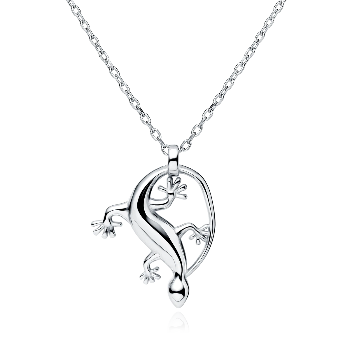 Melchior Jewellery silver gecko charm necklace with detailed lizard pendant on chain