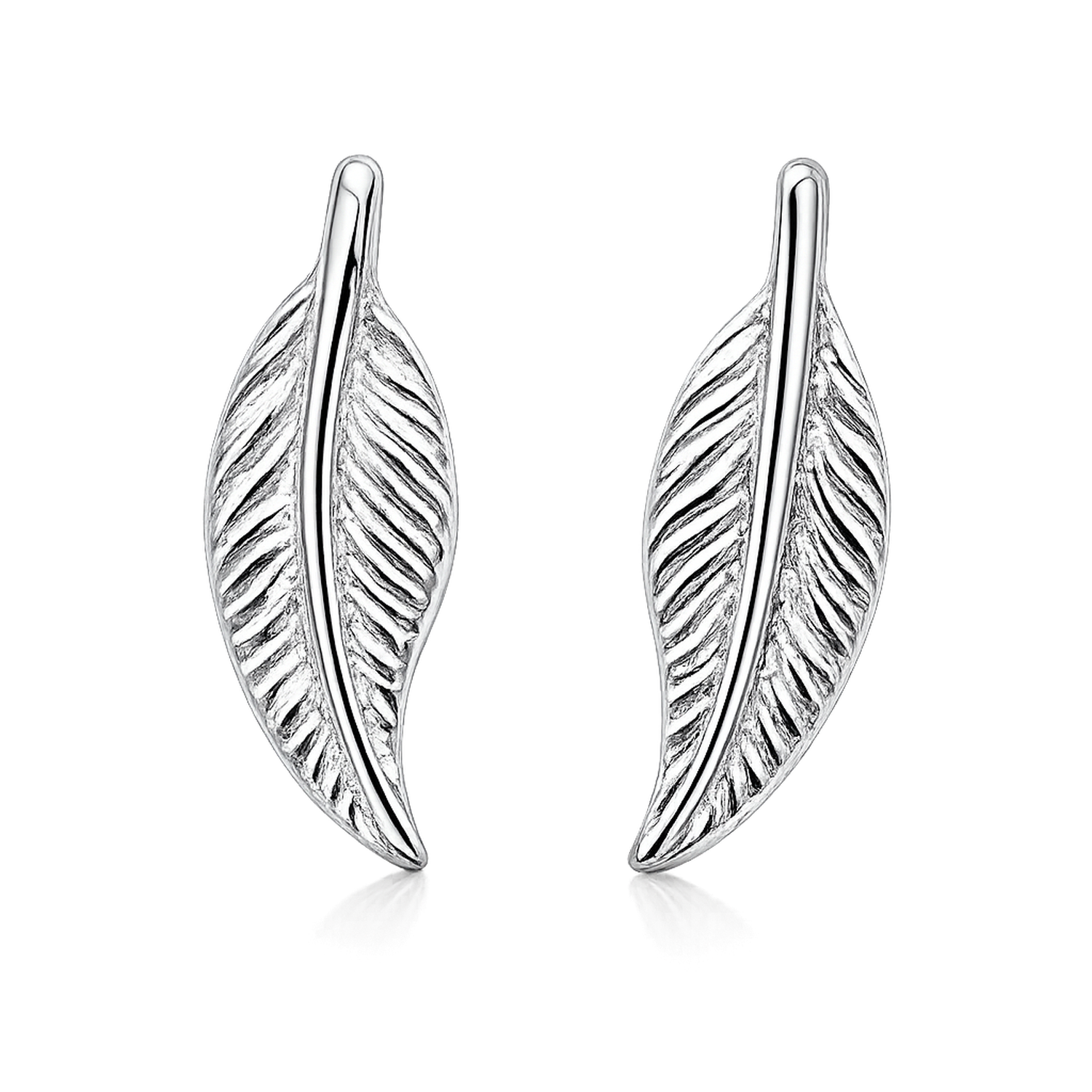 Melchior Jewellery Silver Leaf Stud Earrings for woman with detailed natural leaf design
