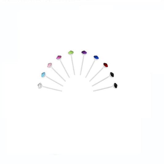 Melchior Jewellery silver nose jewellery multipack with assorted coloured gemstones on silver studs