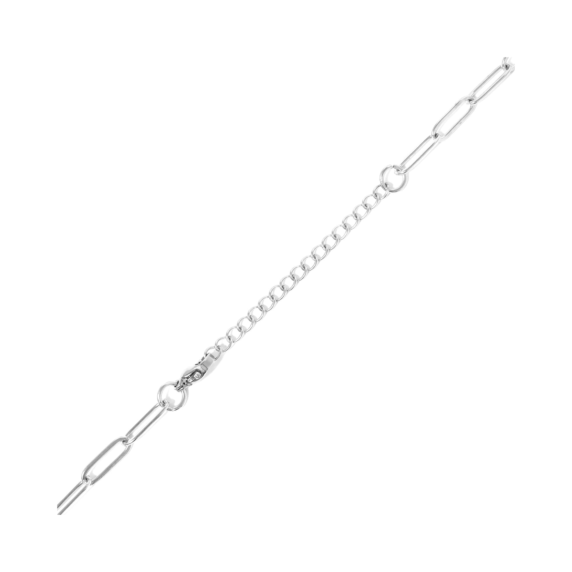 Melchior Jewellery silver paperclip necklace with polished elongated links and adjustable chain in shiny sterling silver