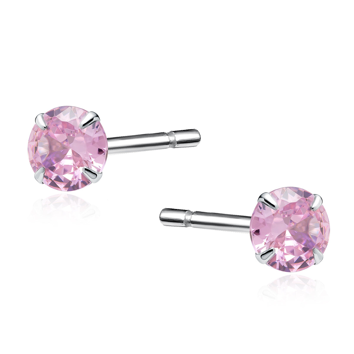 Melchior Jewellery silver pink round earrings sterling with sparkling pink round gemstones in silver settings