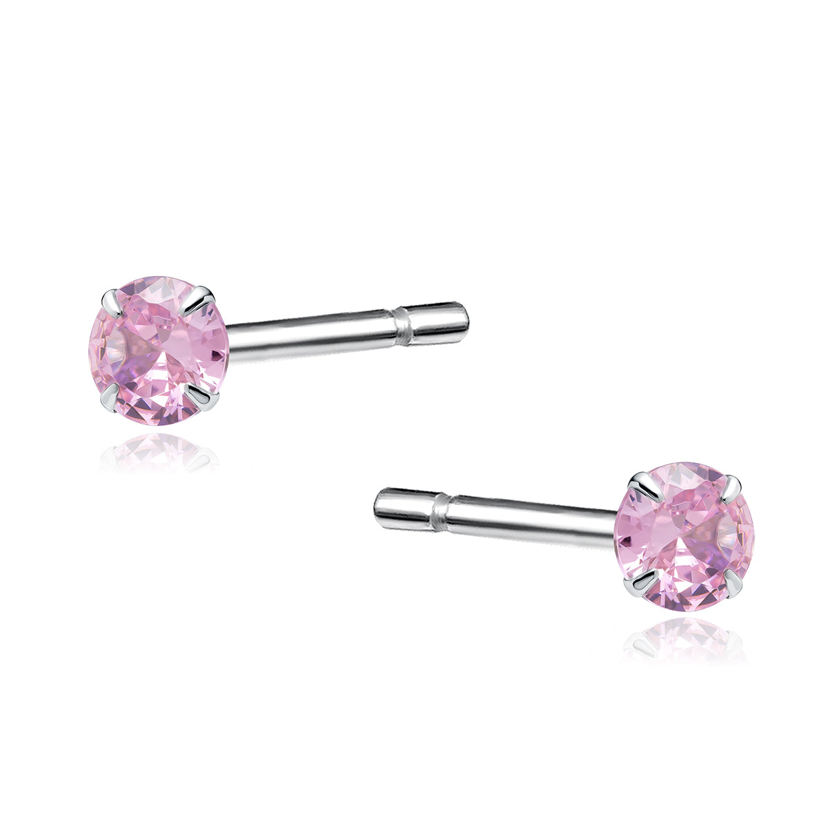 Melchior Jewellery silver pink round earrings sterling with sparkling light pink gemstones in silver settings