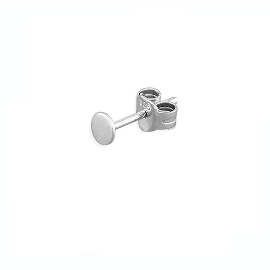 Melchior Jewellery single flat disc stud earring for men in polished silver finish