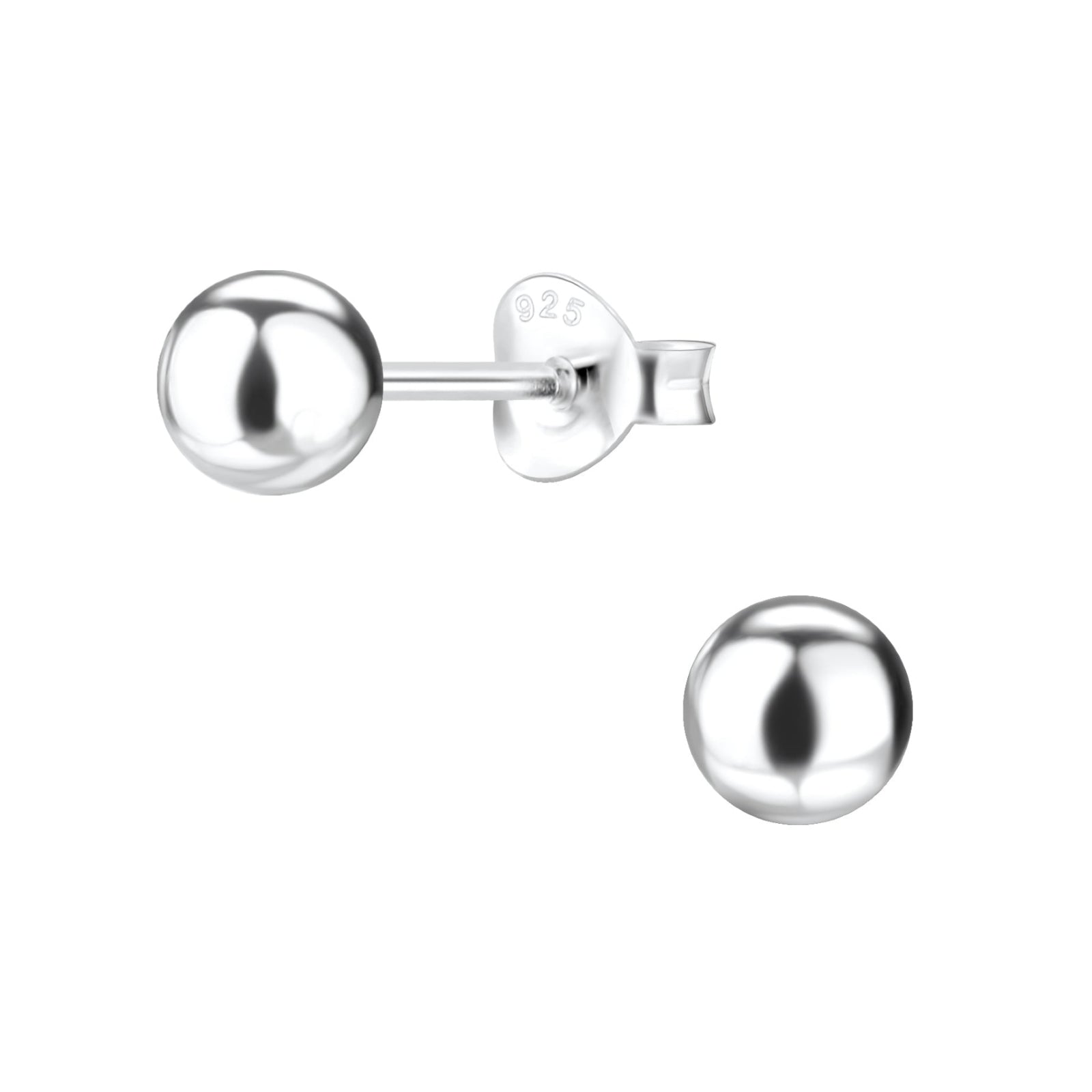 Melchior Jewellery childrens sterling silver ball stud earrings small polished spheres with 925 stamp and butterfly backs