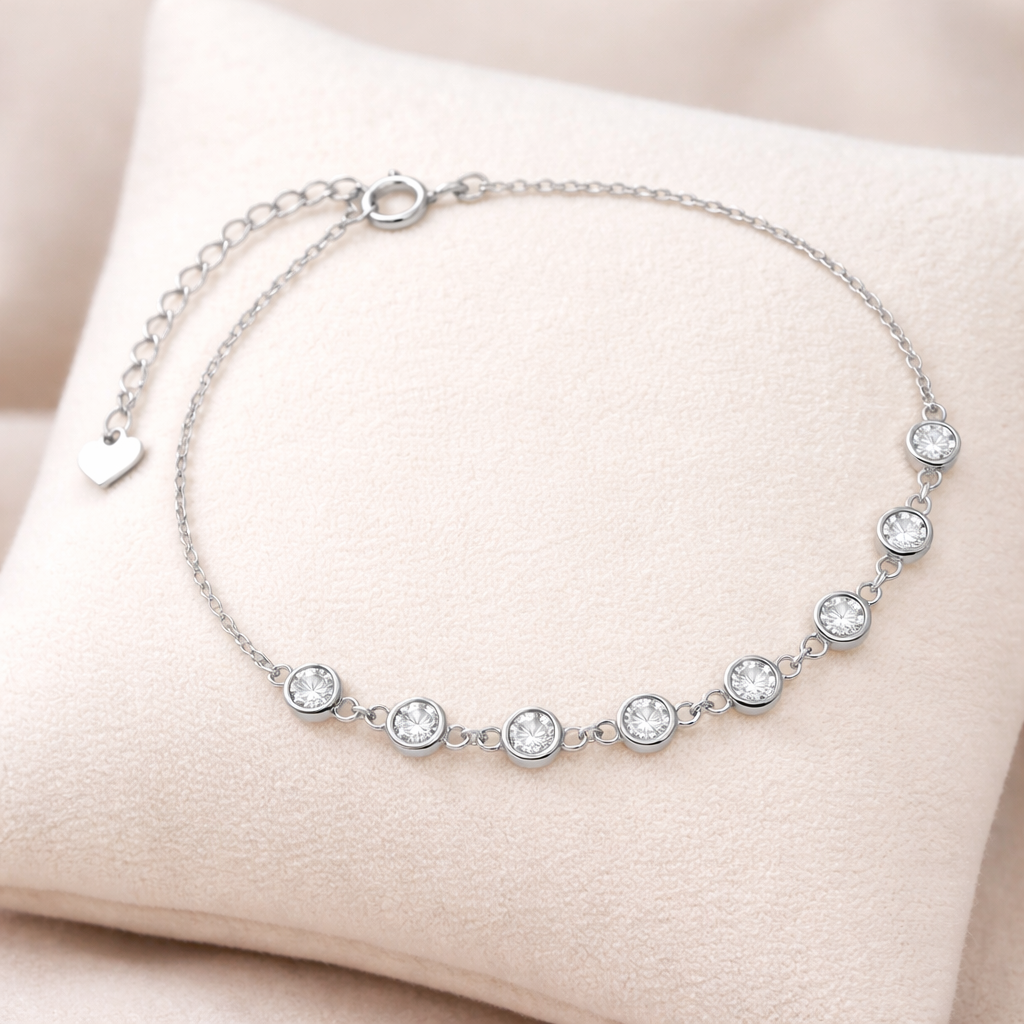 Melchior Jewellery Sterling Silver Celeste Sparkle Bracelet with round crystal accents on delicate chain