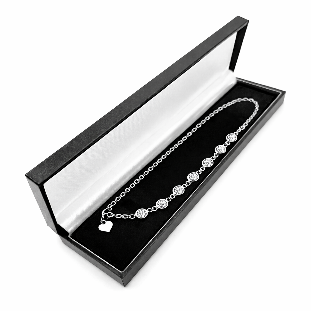 Sterling Silver Celeste Sparkle Bracelet by Melchior Jewellery displayed in black and white jewellery box