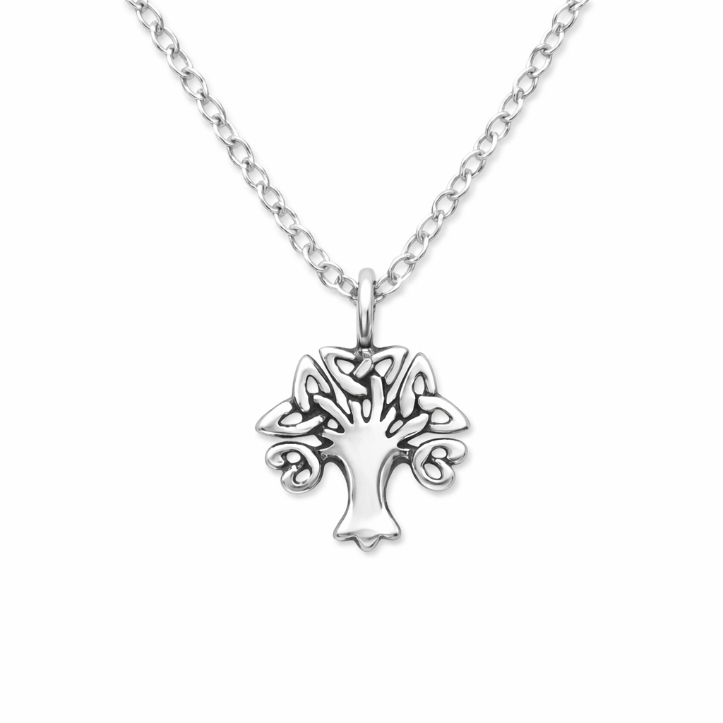 Melchior Jewellery sterling silver Celtic tree necklace with intricate tree of life pendant on chain