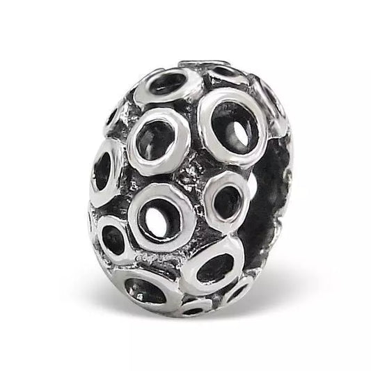 Melchior Jewellery sterling silver charm bead with intricate circular cut-out design