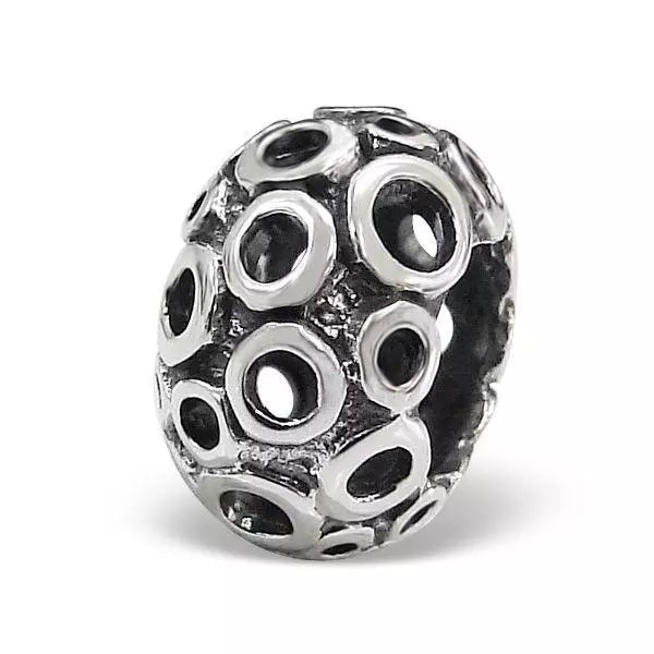 Melchior Jewellery sterling silver charm bead with intricate circular cut-out design