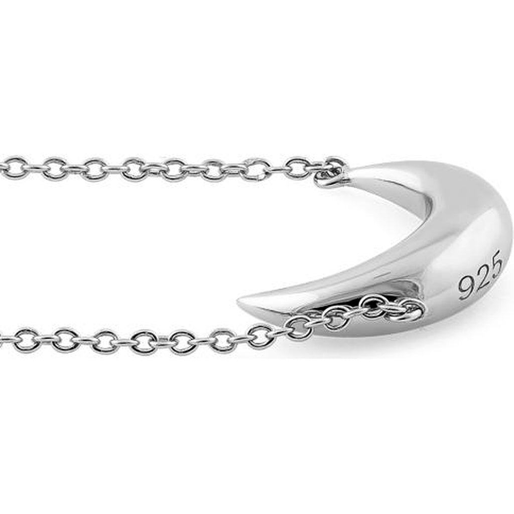 Sterling silver crescent moon necklace by Melchior Jewellery featuring polished silver crescent pendant on chain