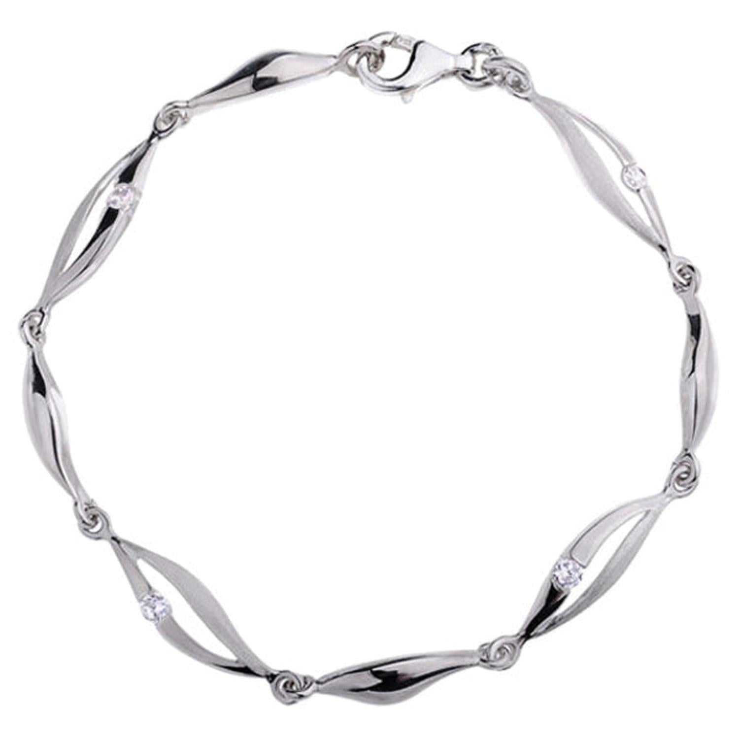 Sentiell sterling silver cubic zirconia bracelet for women with twisted links and sparkling stones