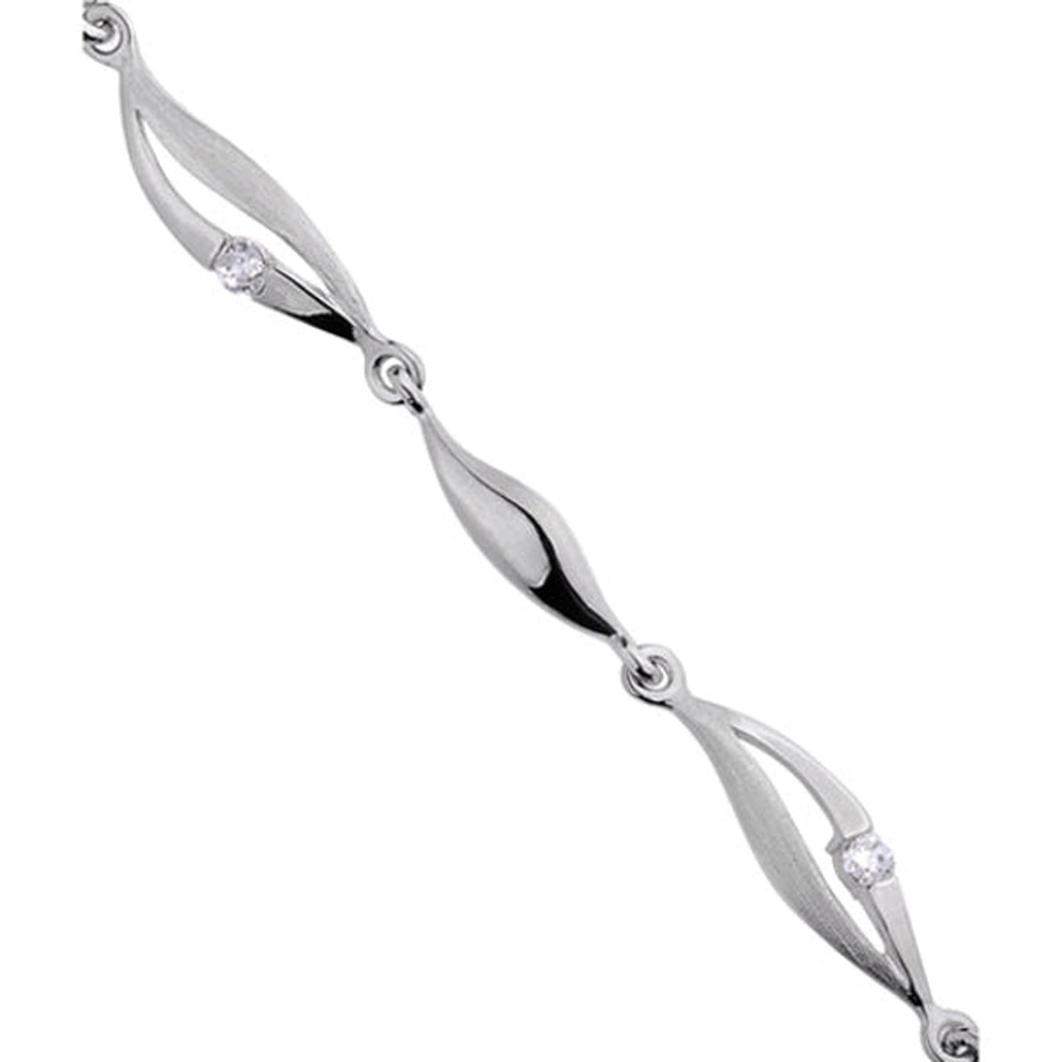 Sentiell delicate sterling silver cubic zirconia bracelet with elegant twisted design links