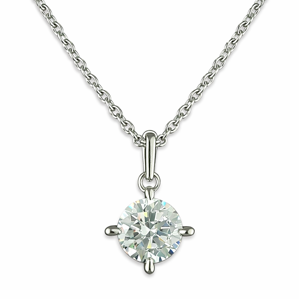 Melchior Jewellery sterling silver cubic zirconia necklace with a round sparkling pendant on a delicate chain