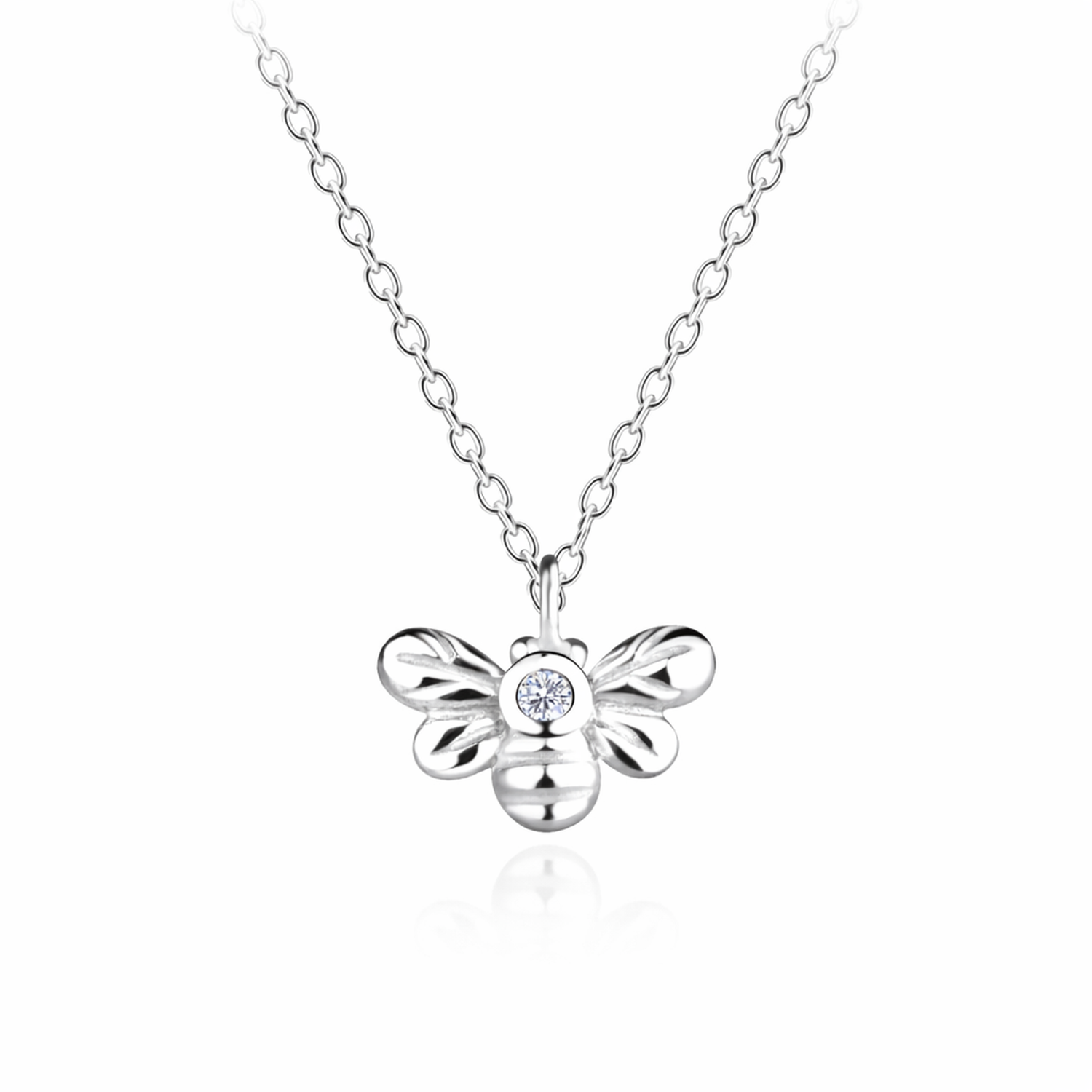 Sterling Silver Diamond Bee Pendant Necklace by Melchior Jewellery with delicate chain and sparkling diamond detail
