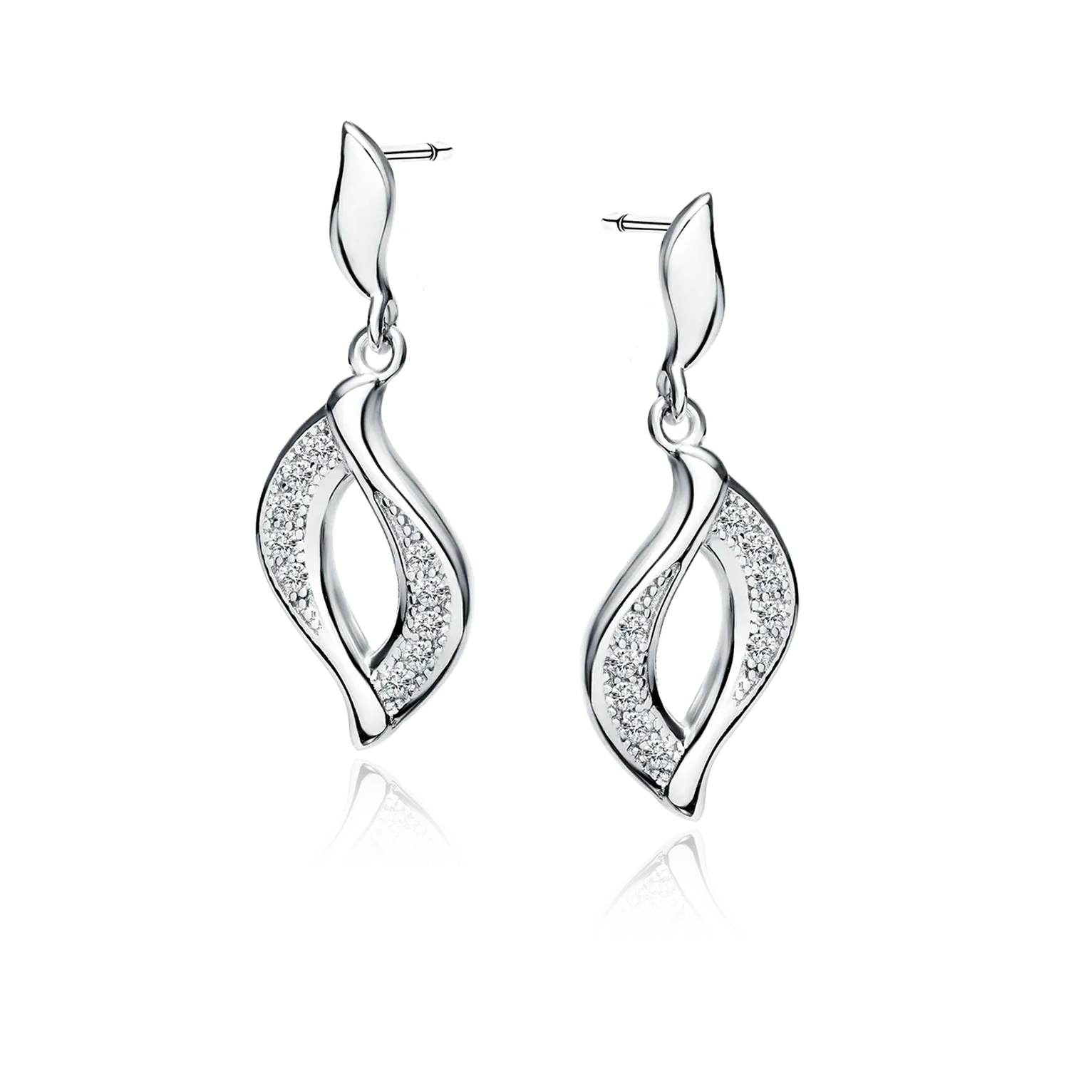 Sterling silver drop earrings in shiny silver for women by Melchior Jewellery