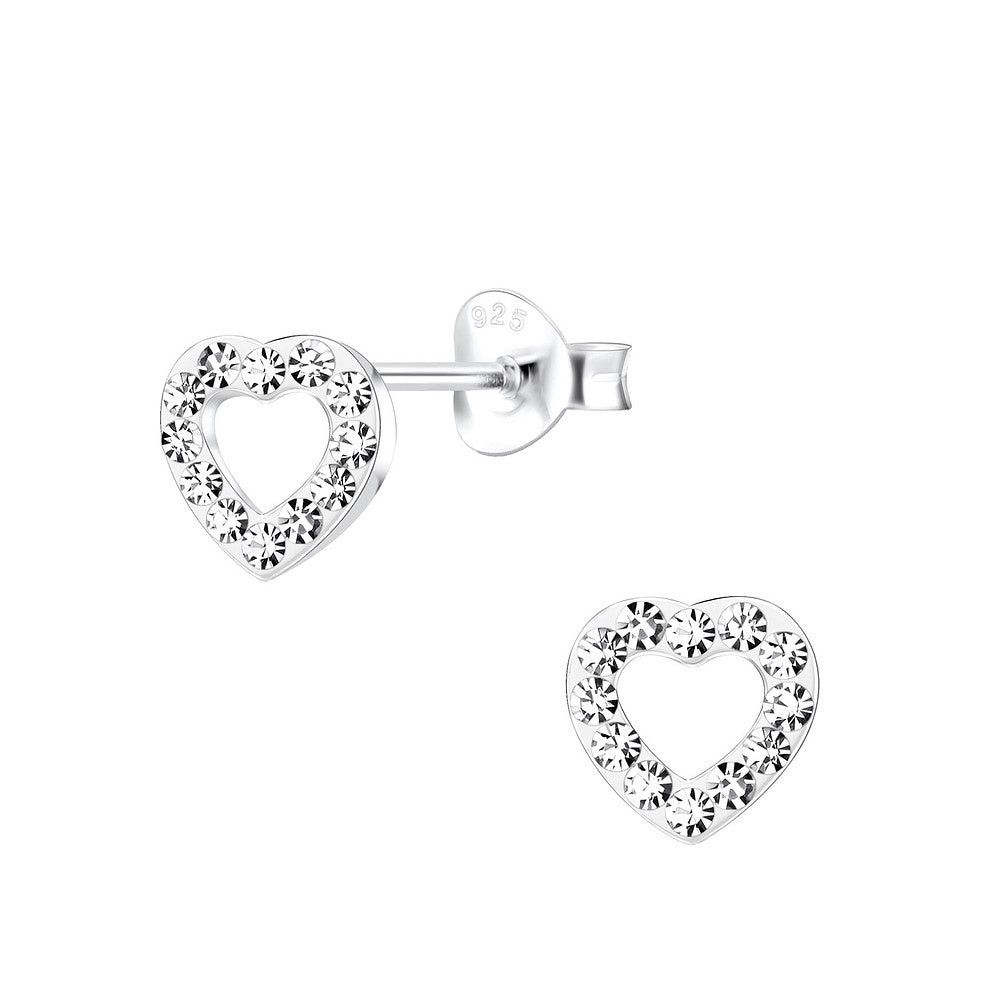Sterling silver heart earrings for girls by Melchior Jewellery with delicate floral details
