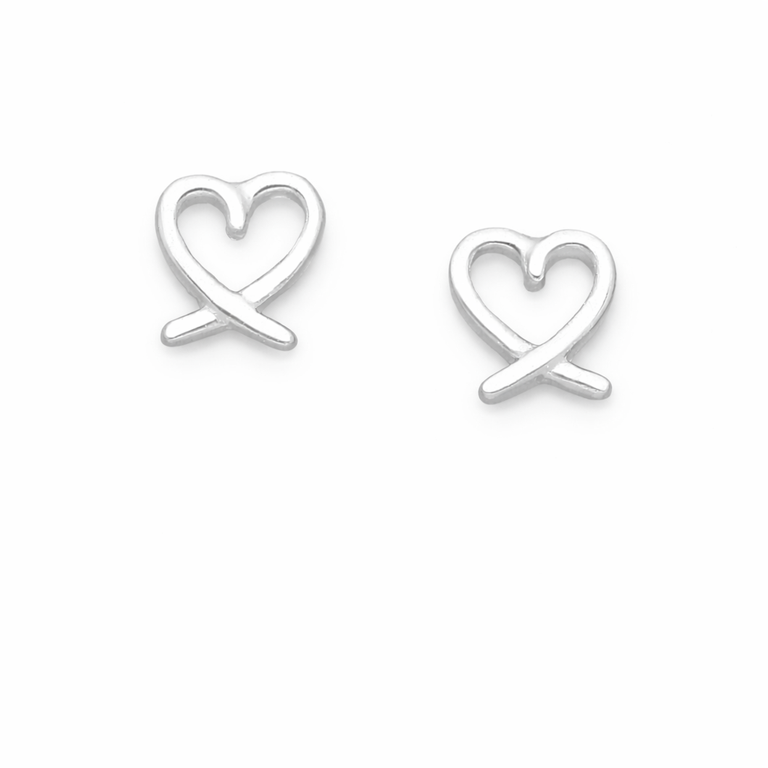 Melchior Jewellery sterling silver heart stud earrings with open heart design for women