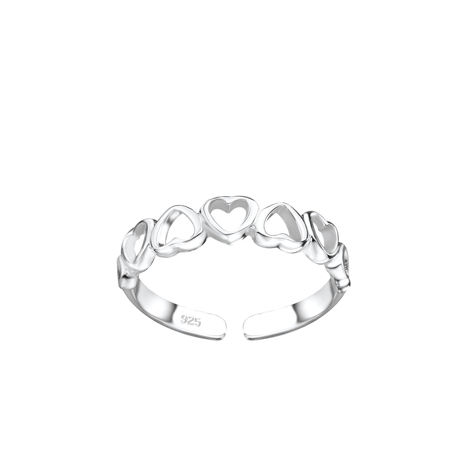 Melchior Jewellery sterling silver heart toe ring with delicate linked hearts design