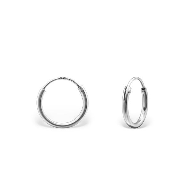Melchior Jewellery womens sterling silver hoop earrings small polished classic hoops on white background