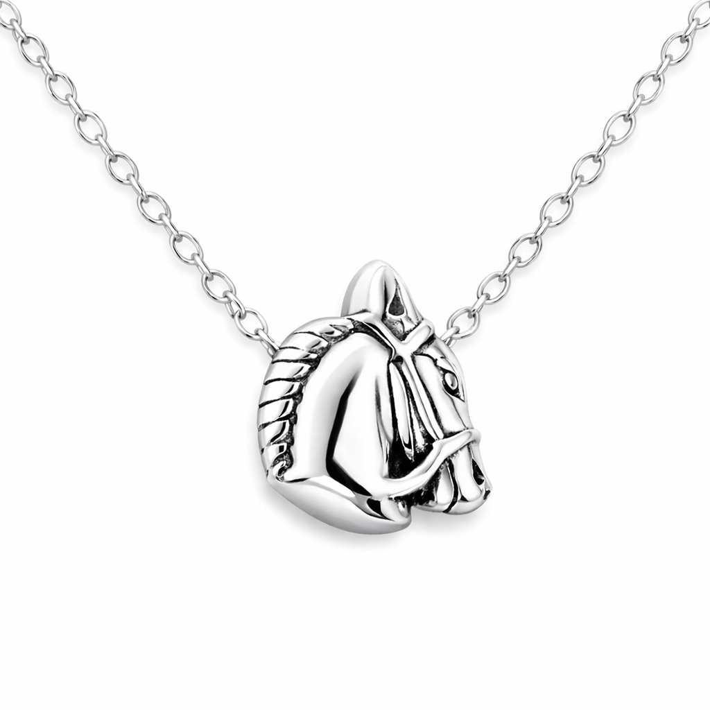 Melchior Jewellery sterling silver horse necklace with detailed horse head pendant on chain