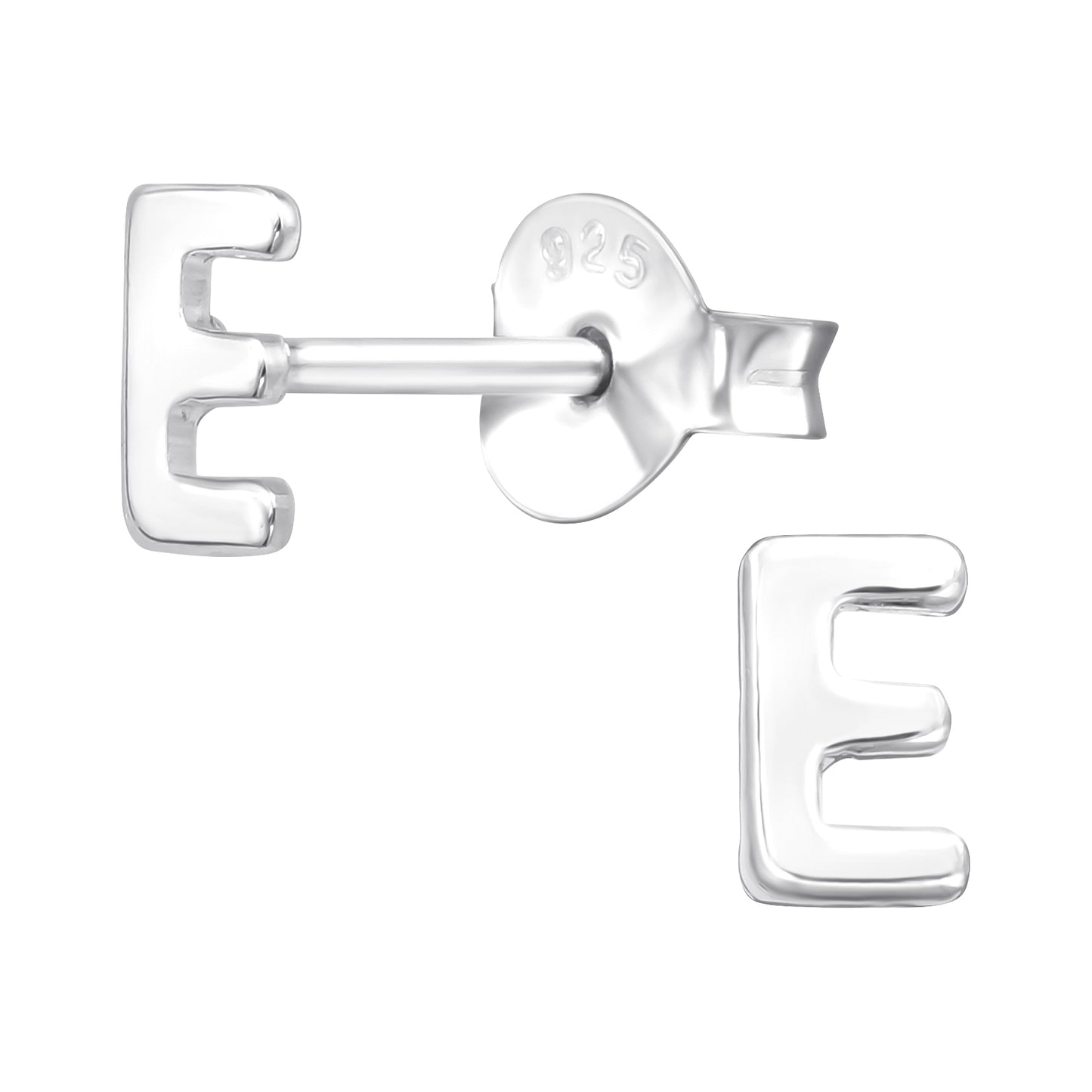 Melchior Jewellery sterling silver initial E earrings for girls small stud childrens earrings