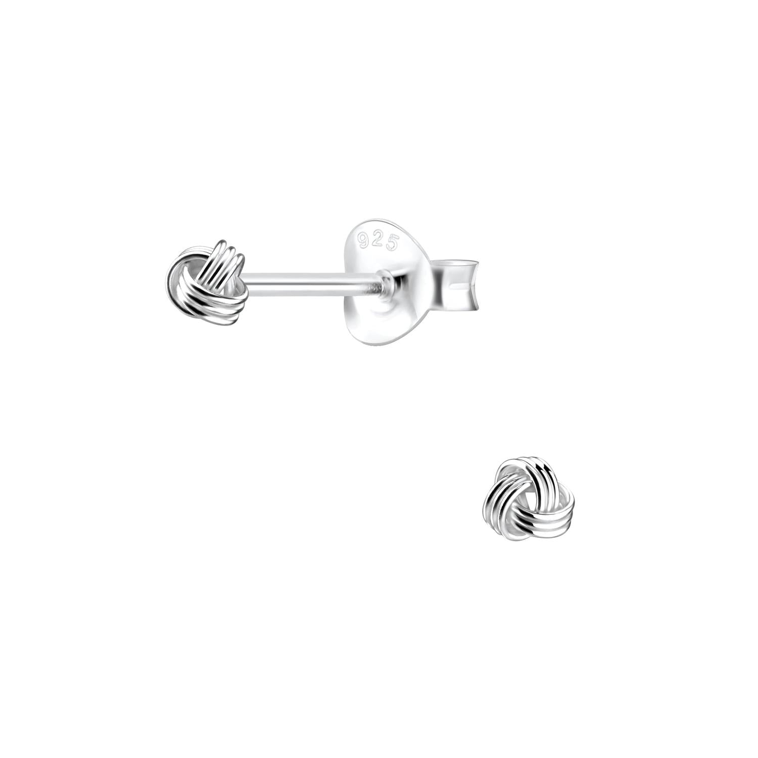 Melchior Jewellery sterling silver knot stud earrings for women with intricate knot design