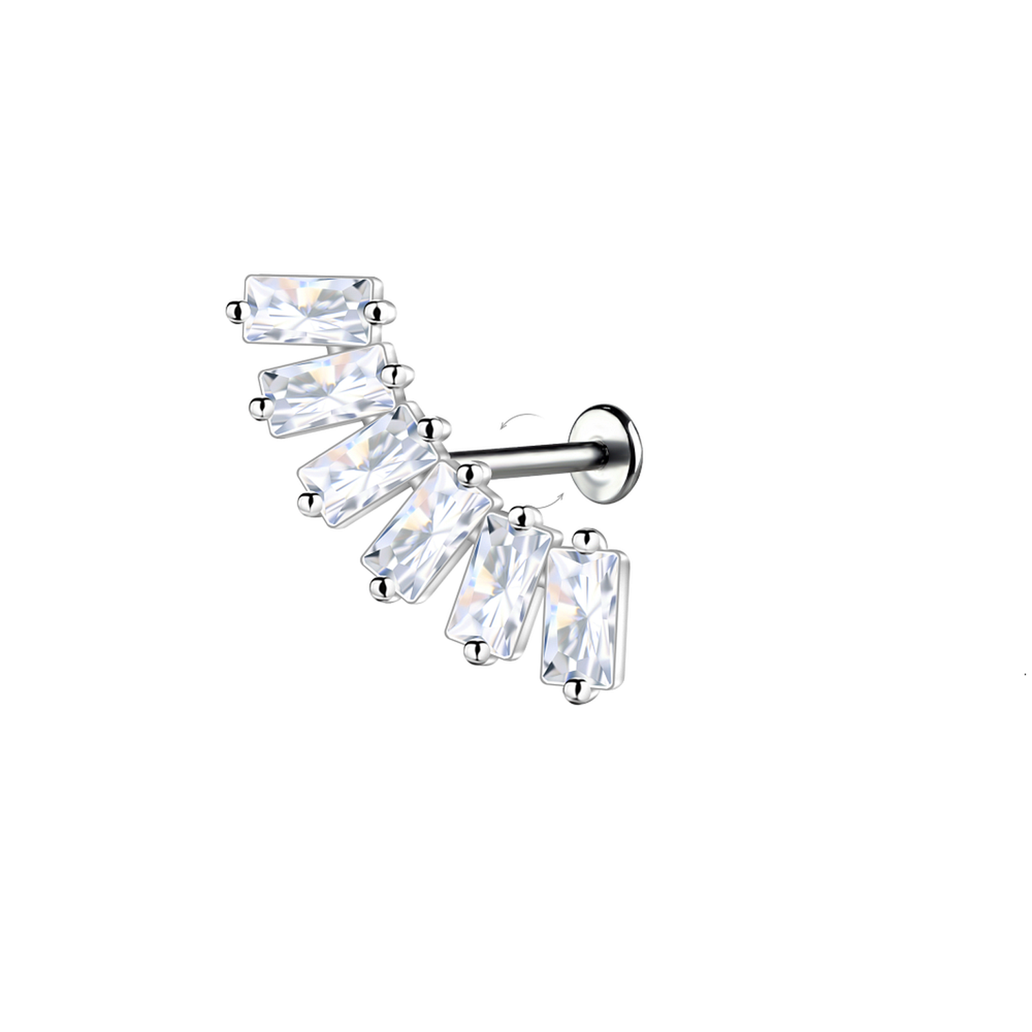 Sterling Silver Geometric Labret Stud with Cubic Zirconia - Melchior Jewellery
