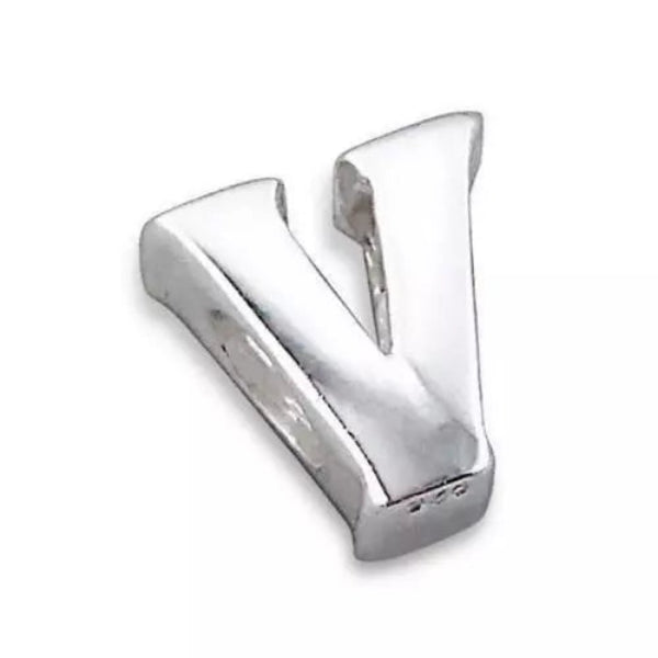 Melchior Jewellery sterling silver letter bead charm V polished alphabet bead for personalised bracelet