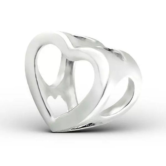 Melchior Jewellery sterling silver open heart charm bead with polished finish for bracelets