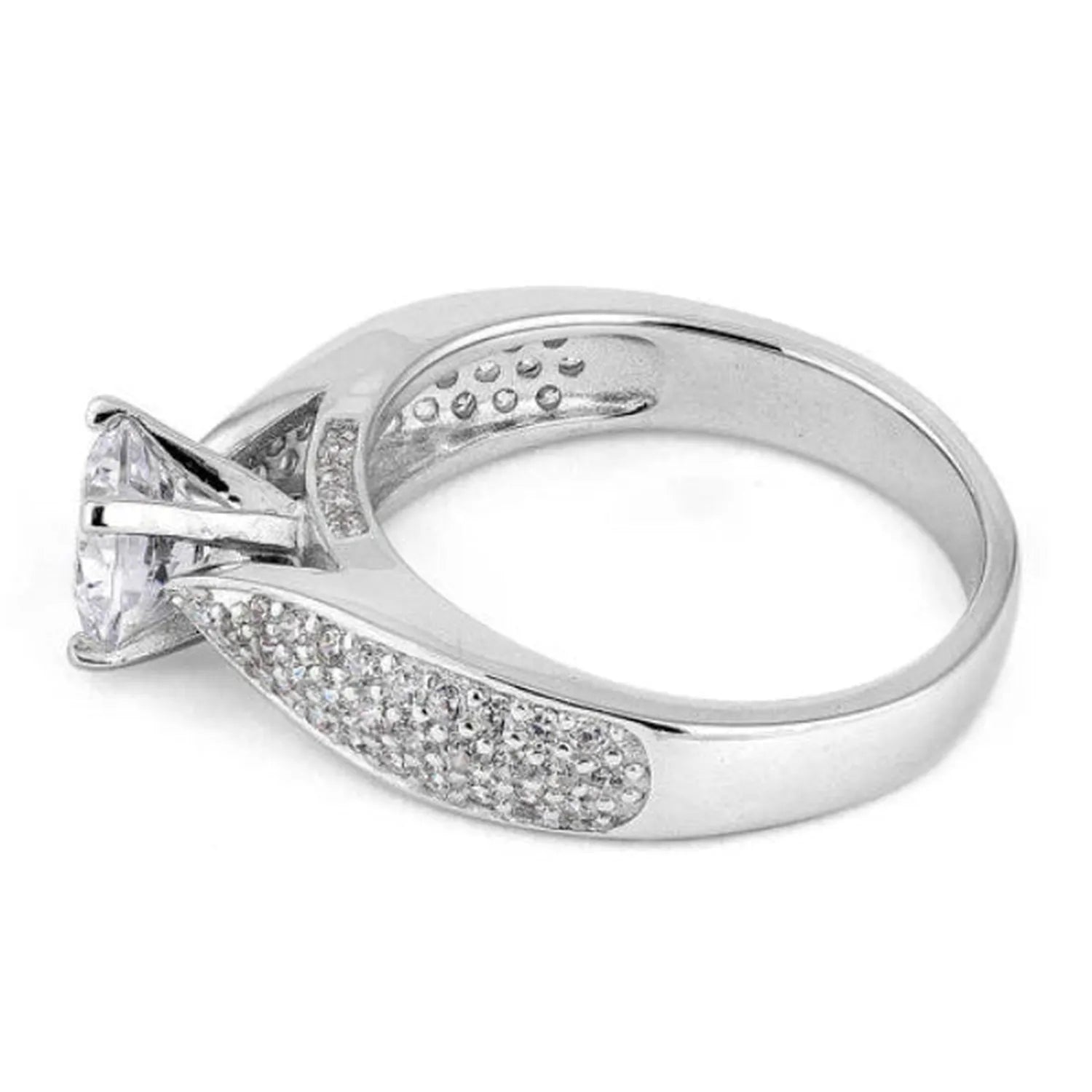 Melchior Jewellery sterling silver pave engagement ring with sparkling stones on band