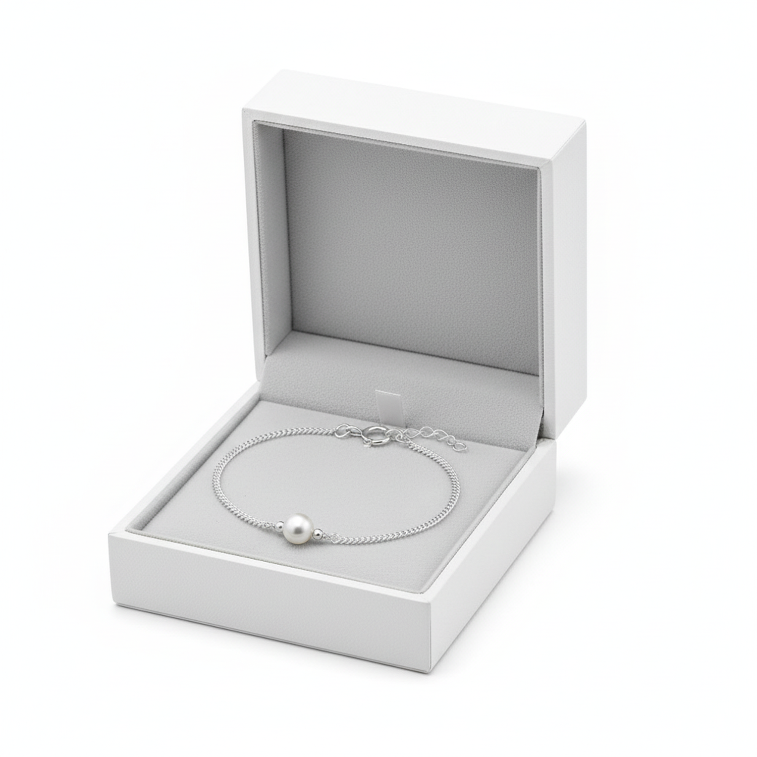 Melchior Jewellery sterling silver pearl bracelet with single pearl in white gift box