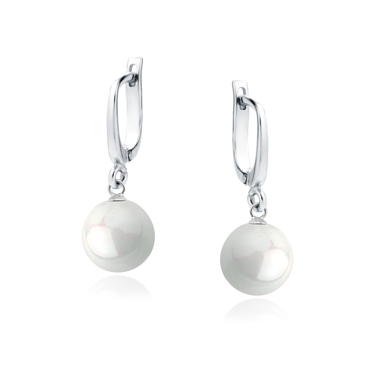 Melchior Jewellery sterling silver pearl drop earrings with elegant round white pearls