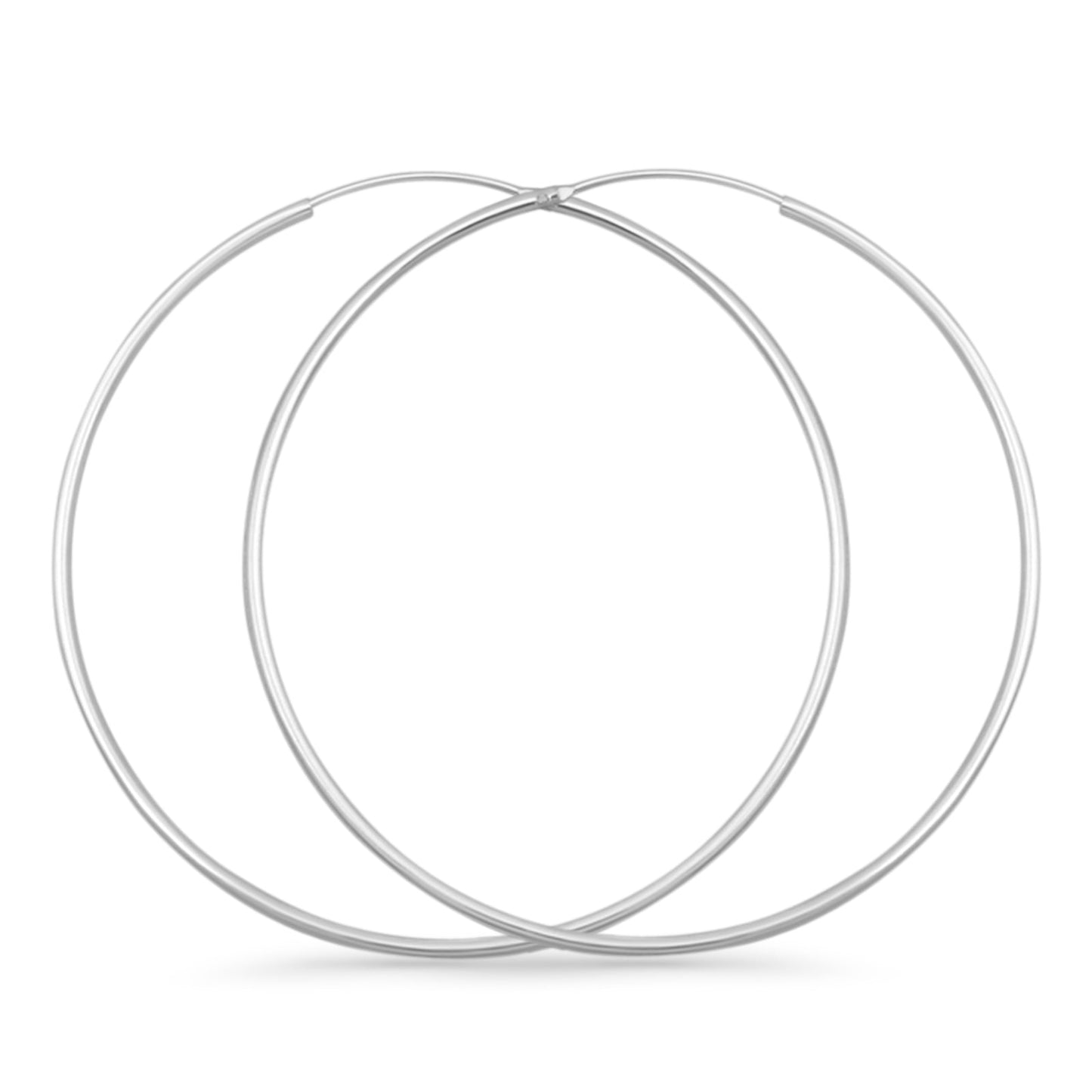 Melchior Jewellery pair of large polished sterling silver rhodium plated hoop earrings thin lightweight