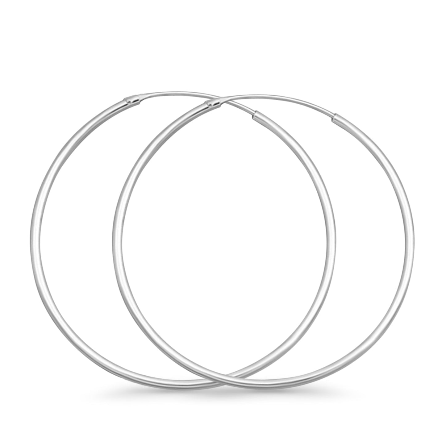 Melchior Jewellery sterling silver rhodium plated hoop earrings for women thin polished large pair