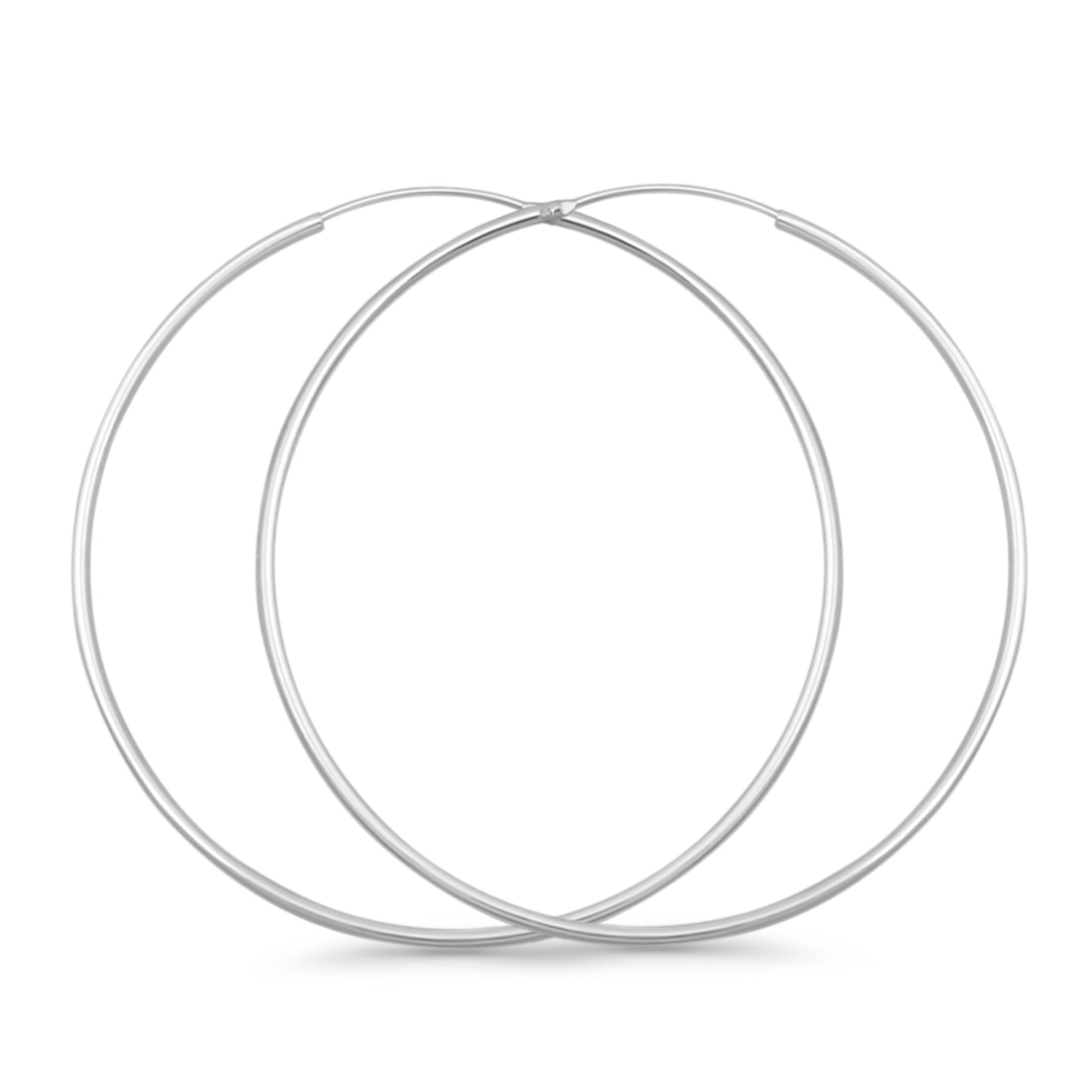 Melchior Jewellery women sterling silver rhodium plated hoop earrings large thin classic pair