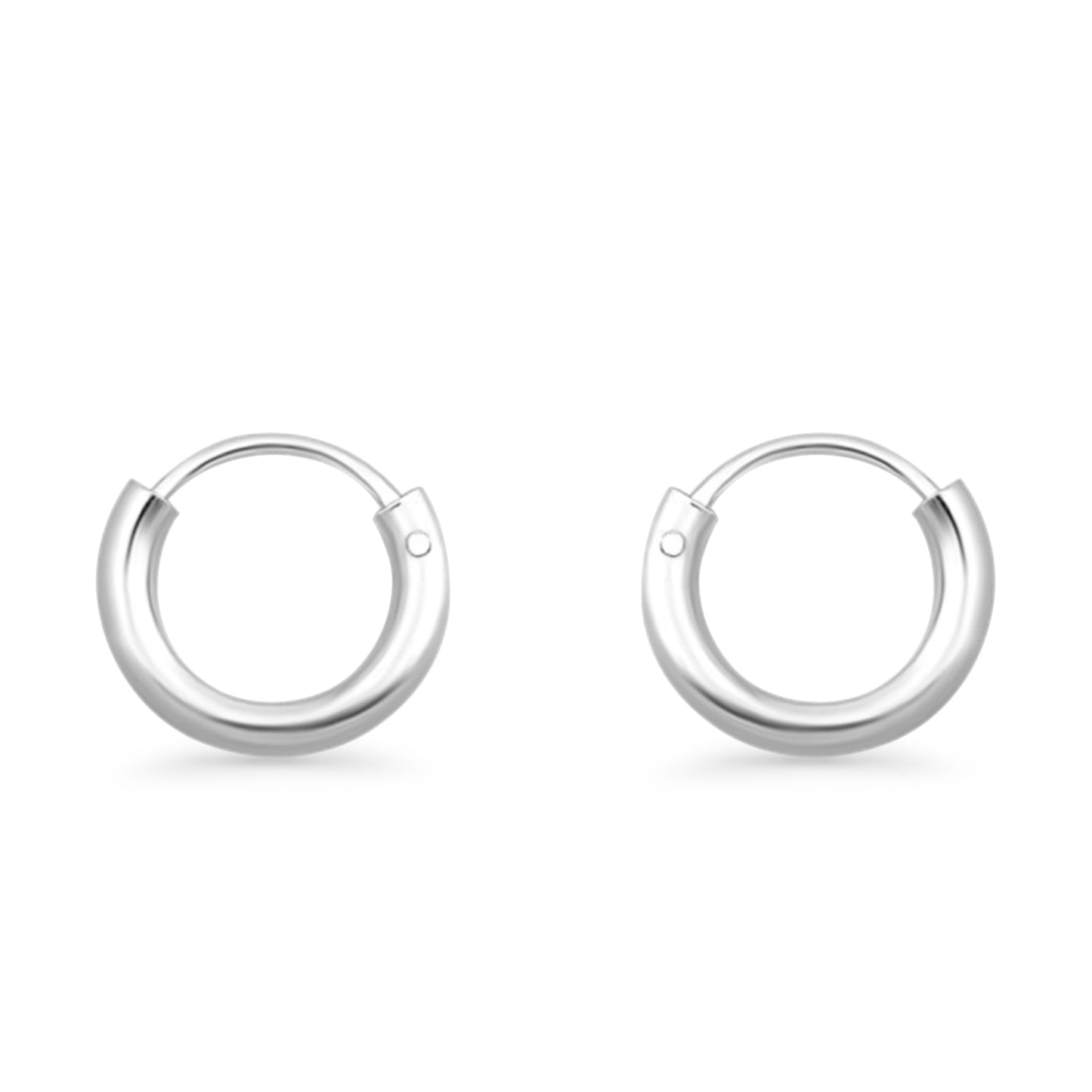 Melchior Jewellery sterling silver rhodium plated hoop earrings small polished huggie hoops with hinge clasp
