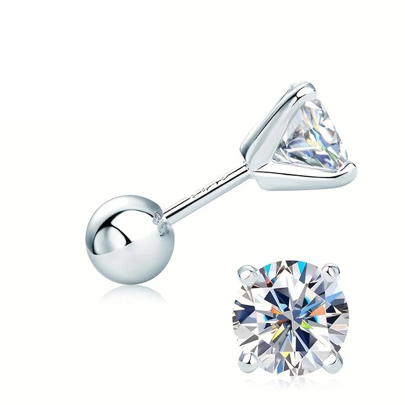 Sterling silver screw back earrings for children with sparkling clear round gemstones by In Season Jewellery