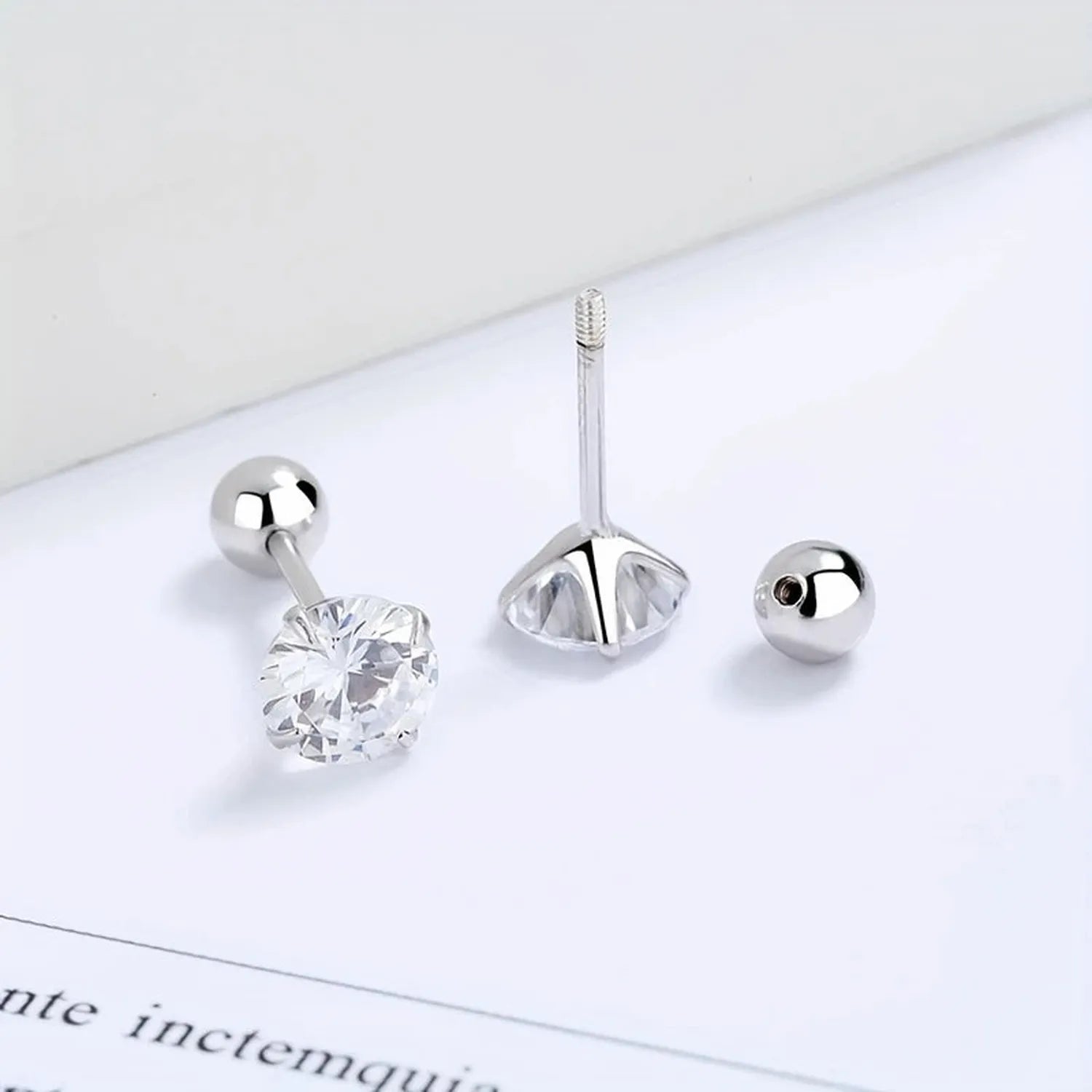 Sterling silver screw back earrings for children with clear gemstone studs by In Season Jewellery