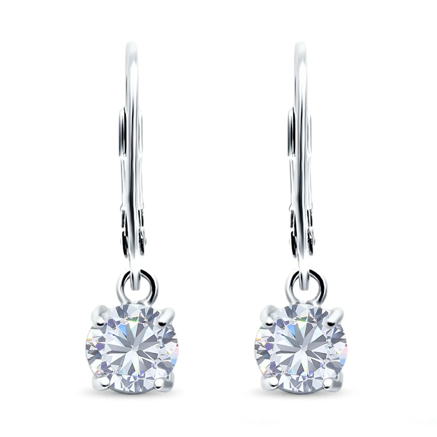 Melchior Jewellery Sterling Silver Solitaire CZ Leverback Earrings with sparkling clear stones