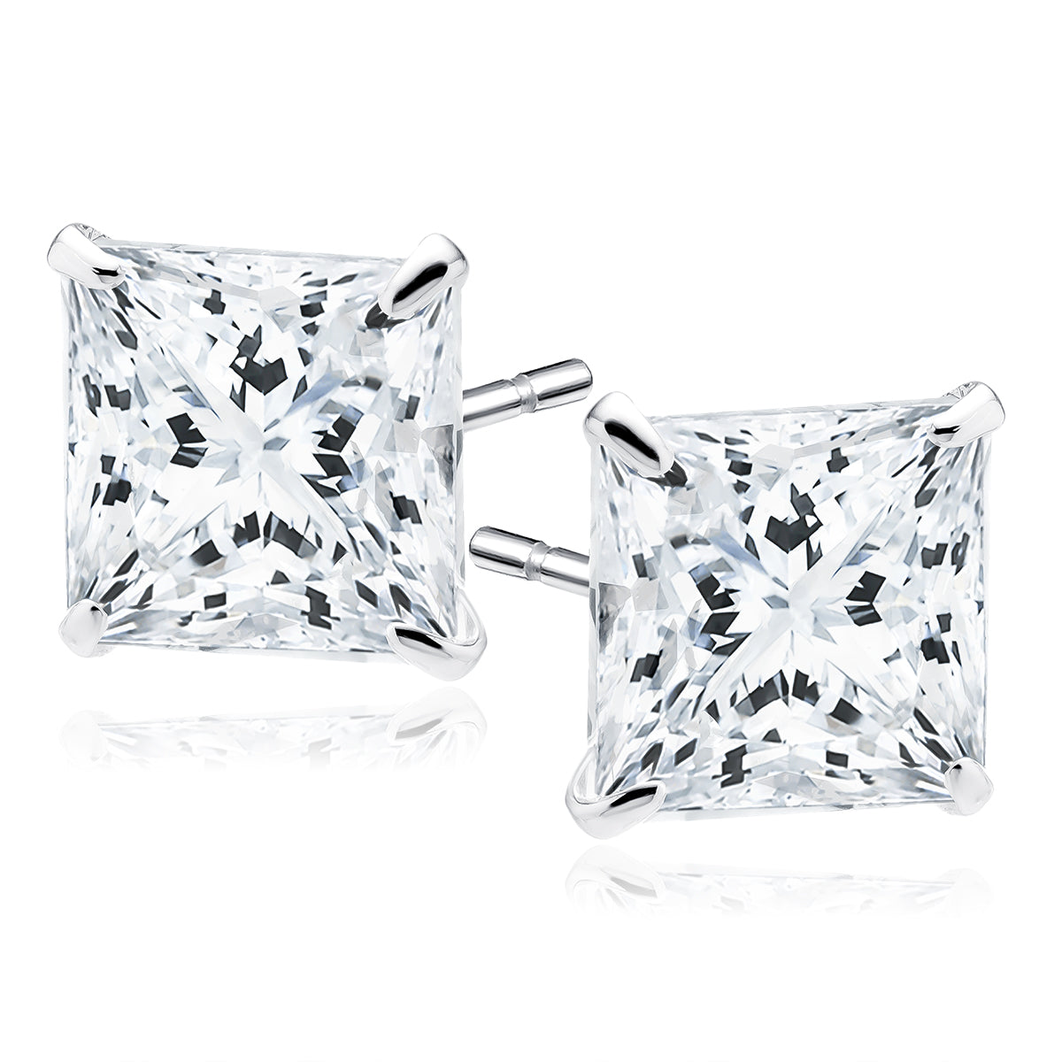 Melchior Jewellery sterling silver square stud earrings princess cut cubic zirconia studs for everyday elegance