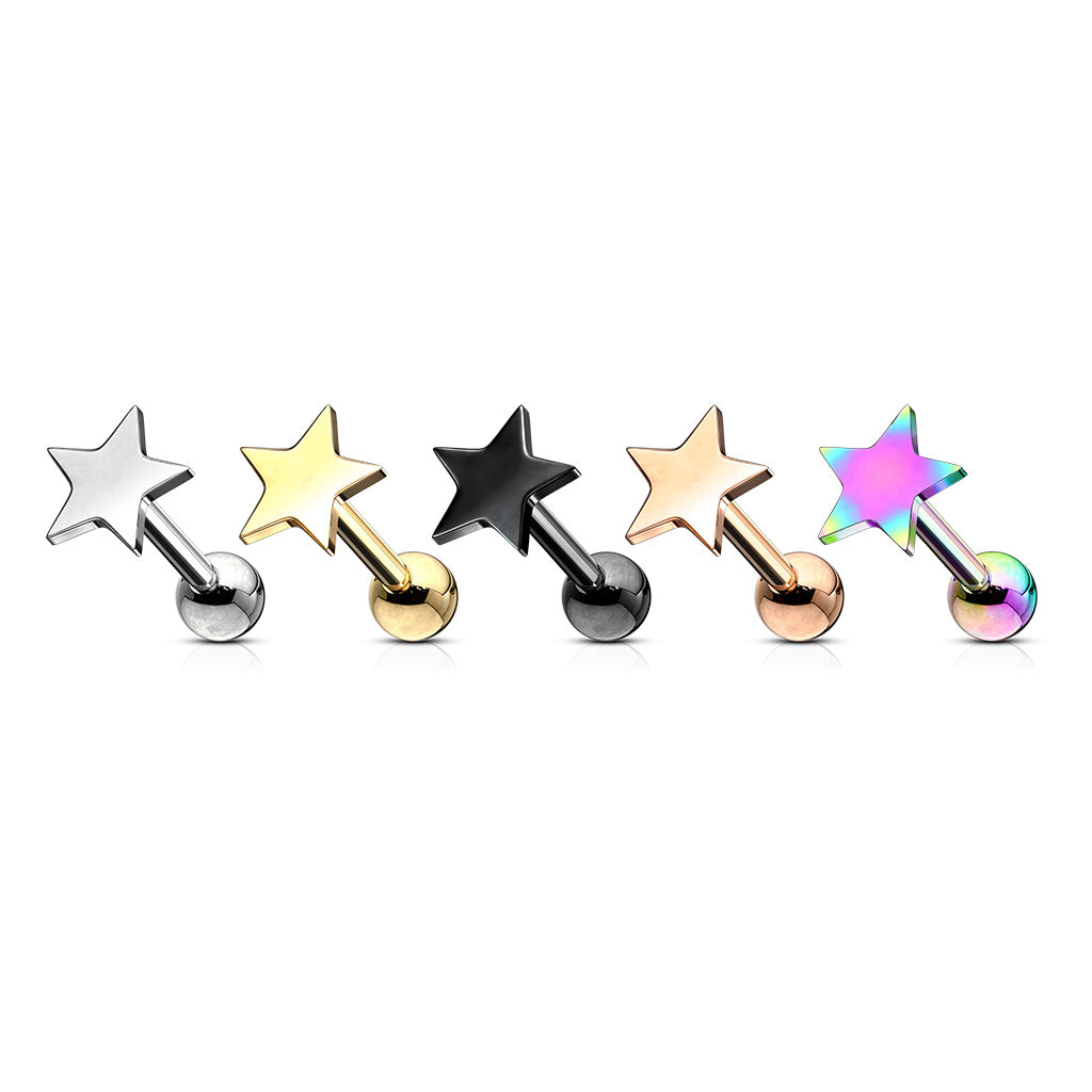 Melchior Jewellery sterling silver star cartilage earring labret studs in silver gold black rose gold and rainbow